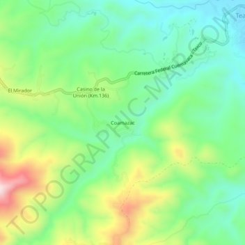 Mapa topográfico Coamazac, altitud, relieve