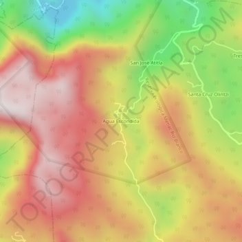 Mapa topográfico Agua Escondida, altitud, relieve