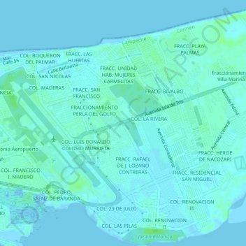 Mapa topográfico FRACC. ARCILA, altitud, relieve