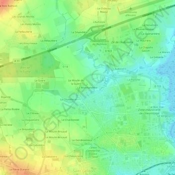 Mapa topográfico La Marchanderie, altitud, relieve