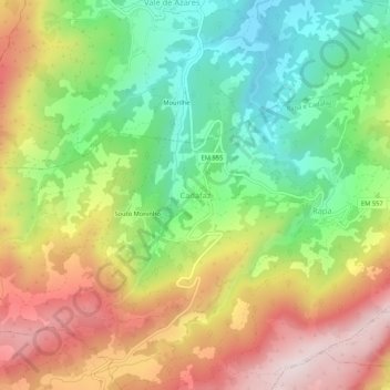 Mapa topográfico Cadafaz, altitud, relieve