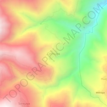 Mapa topográfico Combaya, altitud, relieve