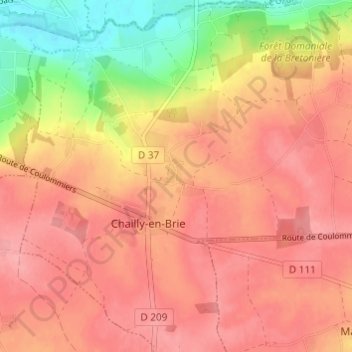Mapa topográfico Chailloy, altitud, relieve