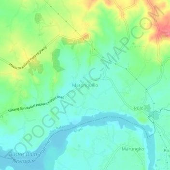 Mapa topográfico Maronquillo, altitud, relieve