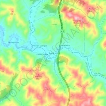 Mapa topográfico Pardieiro, altitud, relieve