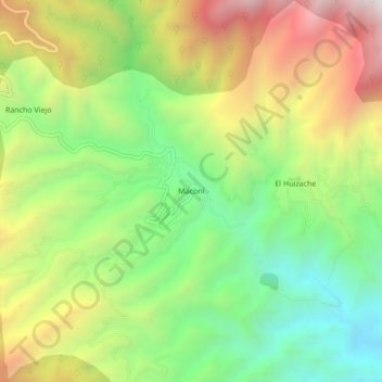 Mapa topográfico Maconí, altitud, relieve