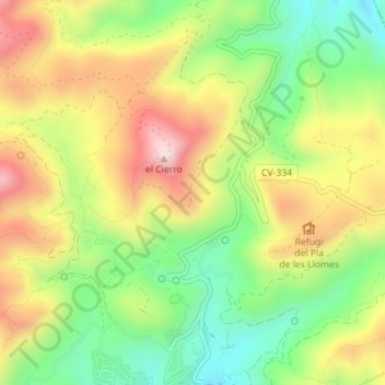 Mapa topográfico L'Oronet, altitud, relieve