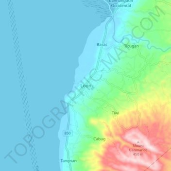 Mapa topográfico Loon, altitud, relieve