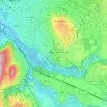 Mapa topográfico Vers Bu, altitud, relieve