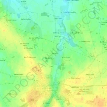 Mapa topográfico La Miltière, altitud, relieve