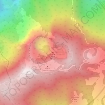 Mapa topográfico Volcán Irazú, altitud, relieve