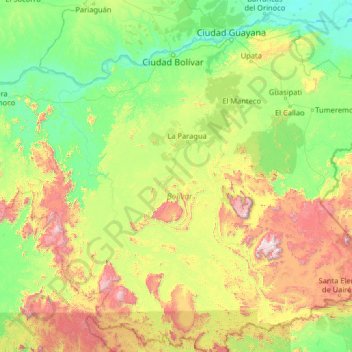 Mapa topográfico Bolívar, altitud, relieve