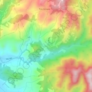 Mapa topográfico La Sierra, altitud, relieve