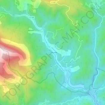Mapa topográfico La Pieuzelle, altitud, relieve