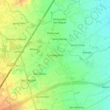 Mapa topográfico Concepcion, altitud, relieve