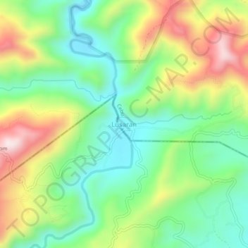 Mapa topográfico Lusaran, altitud, relieve