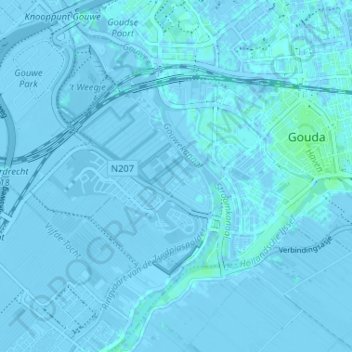 Mapa topográfico Broekhuizen, altitud, relieve