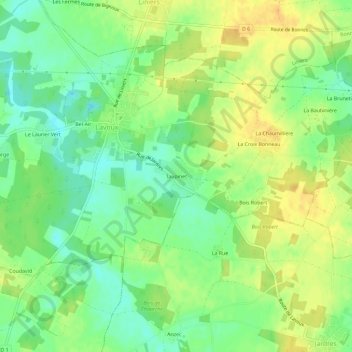 Mapa topográfico Taupinet, altitud, relieve
