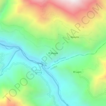 Mapa topográfico El Huayo, altitud, relieve