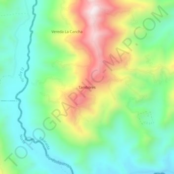 Mapa topográfico Tambores, altitud, relieve