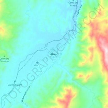 Mapa topográfico Ataco, altitud, relieve