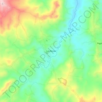 Mapa topográfico Las Botas, altitud, relieve