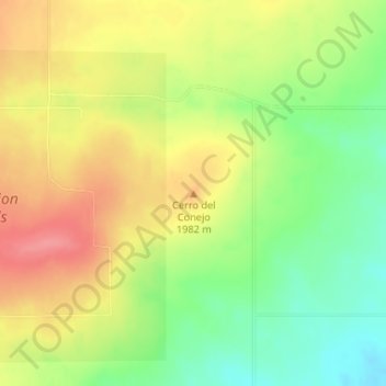Mapa topográfico Cerro del Conejo, altitud, relieve