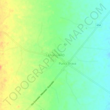Mapa topográfico CANAGUARO, altitud, relieve