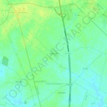 Mapa topográfico Outrouville, altitud, relieve