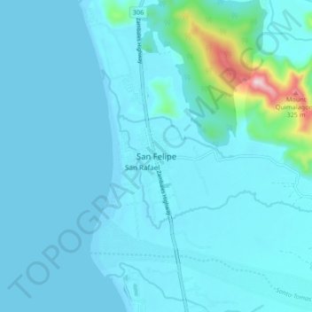Mapa topográfico San Felipe, altitud, relieve