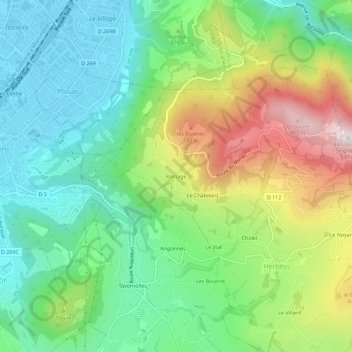 Mapa topográfico Romage, altitud, relieve