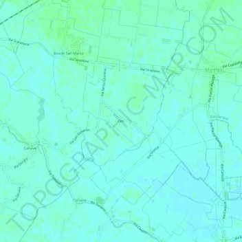 Mapa topográfico Oni, altitud, relieve