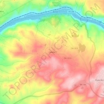 Mapa topográfico Cadafaz, altitud, relieve