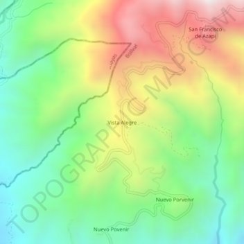Mapa topográfico Vista Alegre, altitud, relieve