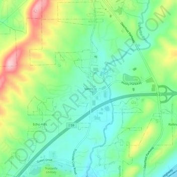 Mapa topográfico Vanns, altitud, relieve