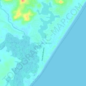 Mapa topográfico Porto de Sauípe, altitud, relieve