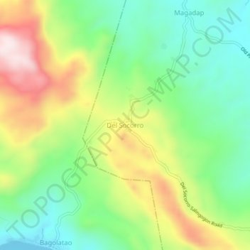 Mapa topográfico Del Socorro, altitud, relieve