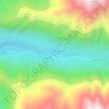 Mapa topográfico El Volcán, altitud, relieve