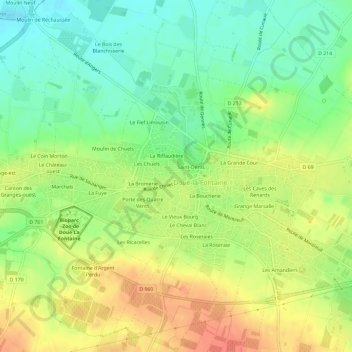 Mapa topográfico Conception, altitud, relieve