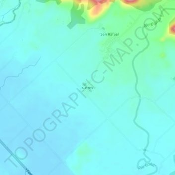 Mapa topográfico Cerros, altitud, relieve