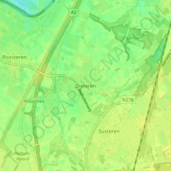 Mapa topográfico Dieteren, altitud, relieve
