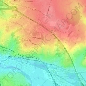 Mapa topográfico Le Plessis, altitud, relieve