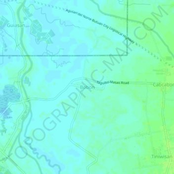 Mapa topográfico Bobon, altitud, relieve