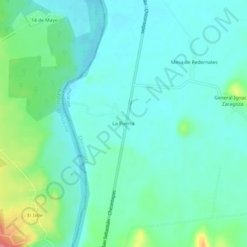 Mapa topográfico La Puerta, altitud, relieve