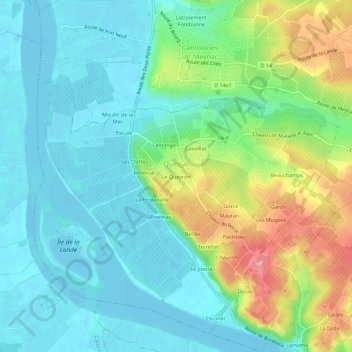 Mapa topográfico Le Queyron, altitud, relieve