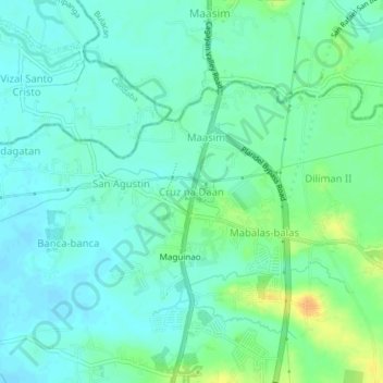 Mapa topográfico Cruz na Daan, altitud, relieve