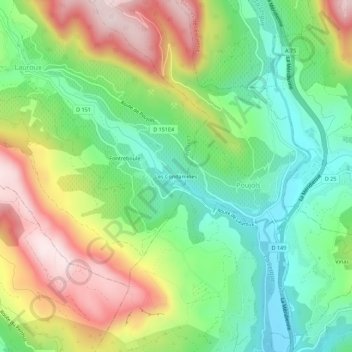 Mapa topográfico Les Condamines, altitud, relieve