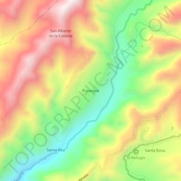 Mapa topográfico Puranqui, altitud, relieve