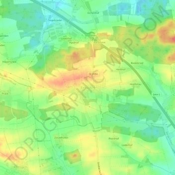 Mapa topográfico Einsbach, altitud, relieve