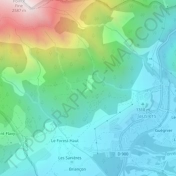 Mapa topográfico Chanenc, altitud, relieve